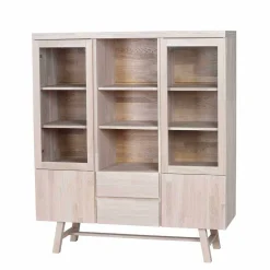 Massivholz Highboard Dioca aus Eiche White Wash^Wohnen Outlet