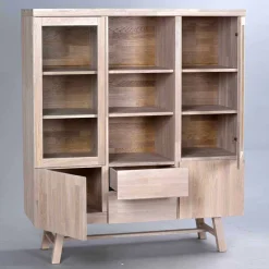 Massivholz Highboard Dioca aus Eiche White Wash^Wohnen Outlet