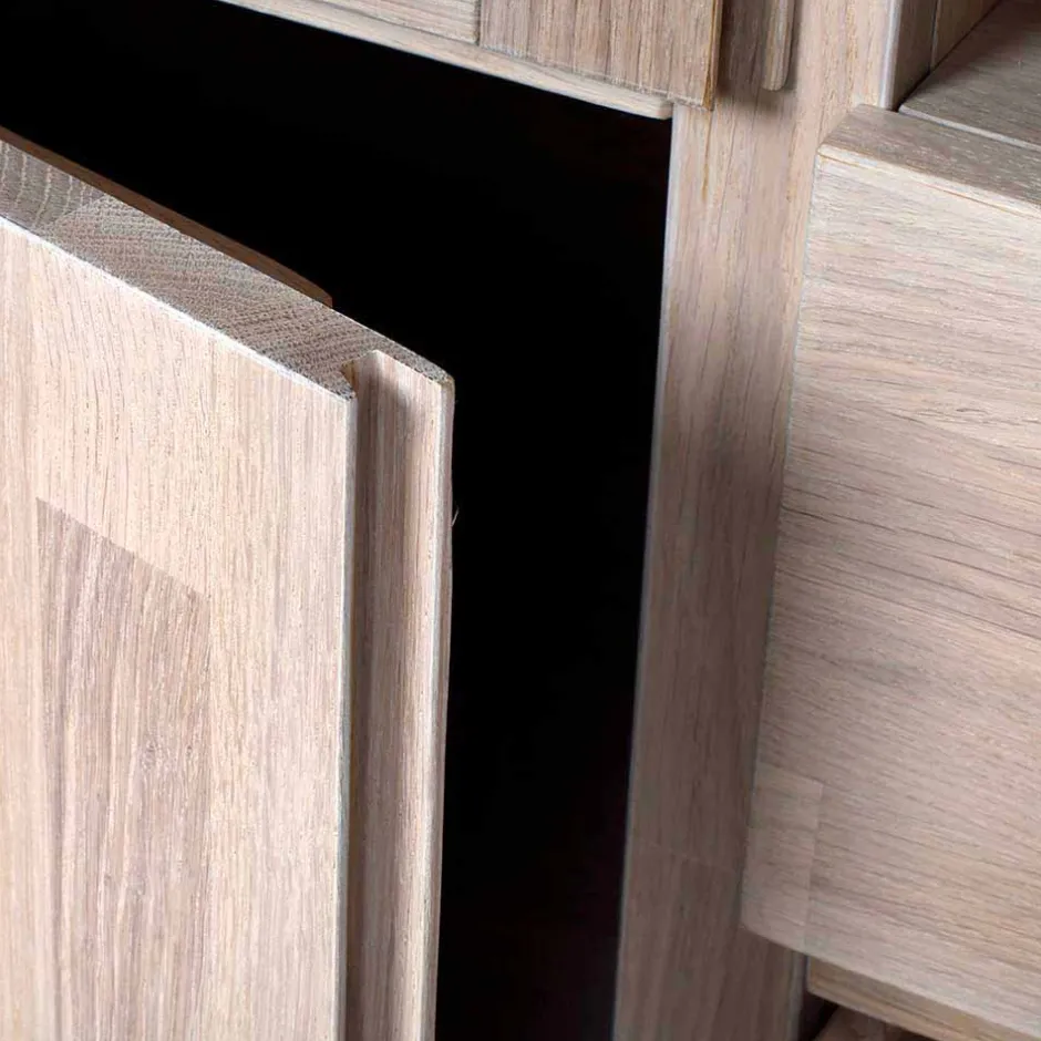 Massivholz Highboard Dioca aus Eiche White Wash^Wohnen Outlet