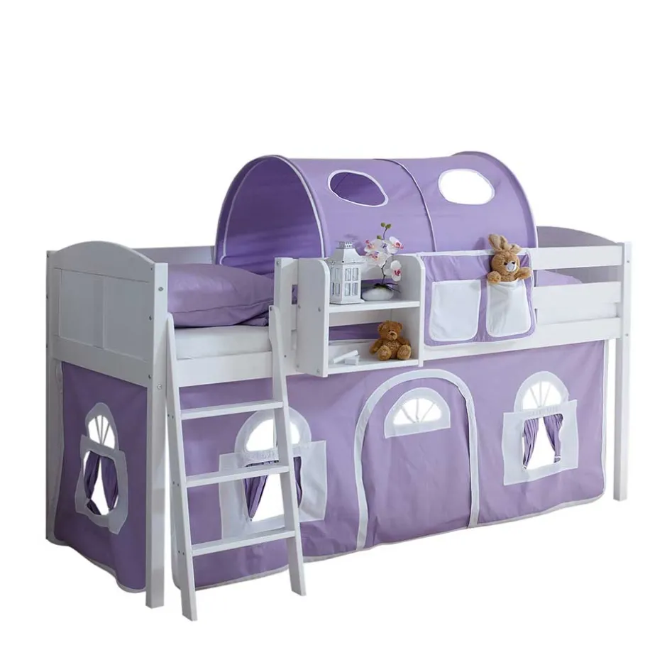 Massivholz Hochbett fürs Kinderzimmer in Weiß - Leviada^Wohnen Clearance