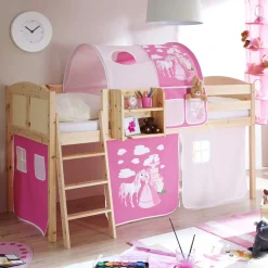 Kinder Wohnen Massivholz Kinderhochbett in Kieferfarben - Atomas