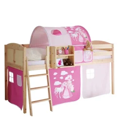 Kinder Wohnen Massivholz Kinderhochbett in Kieferfarben - Atomas