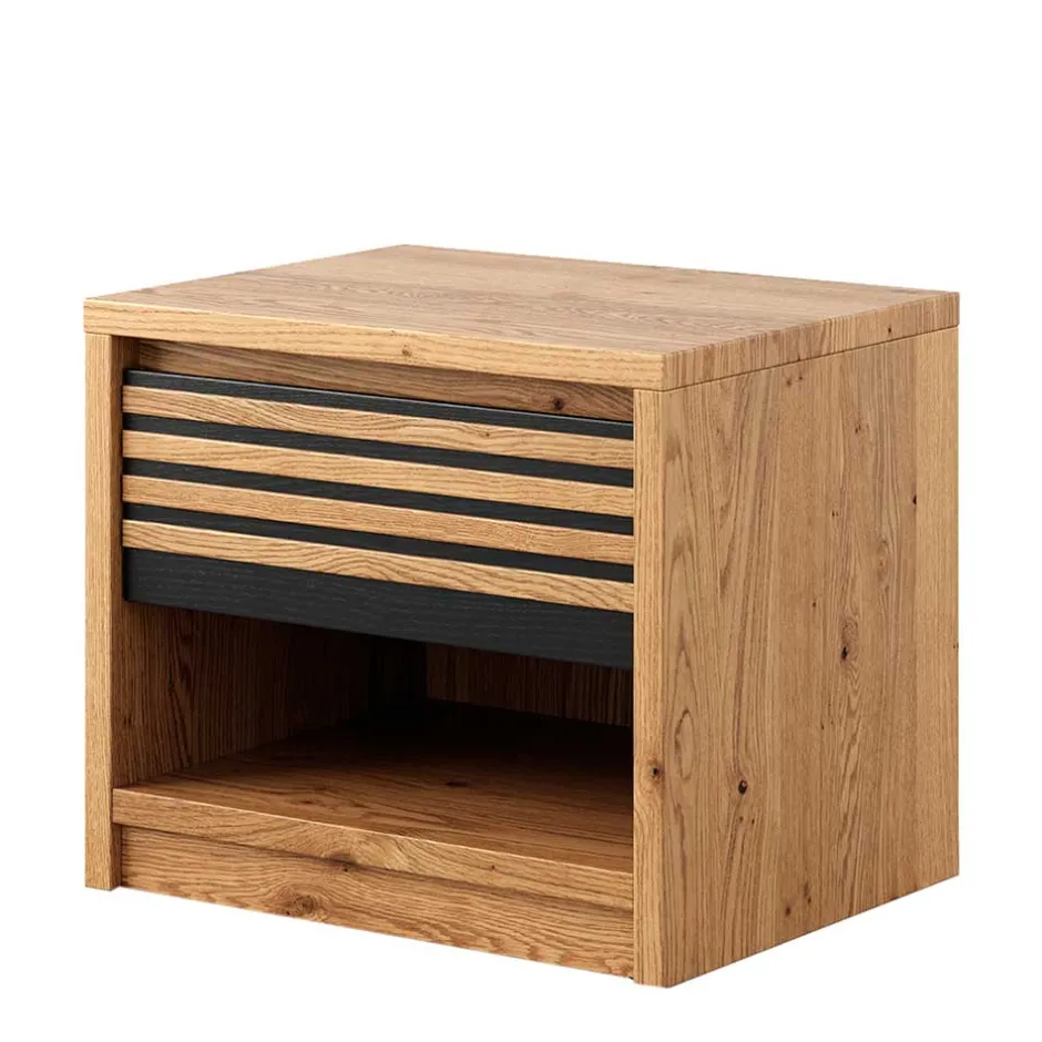 Wohnen Massivholz Nachtkommode aus Eiche zweifarbig - Agusto