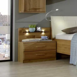 Wohnen Massivholz Nachtkommode Waruna aus Eiche (2er Set)