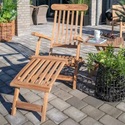 Wohnen Massivholz Outdoor Deckchair aus Teak - Zavamanco