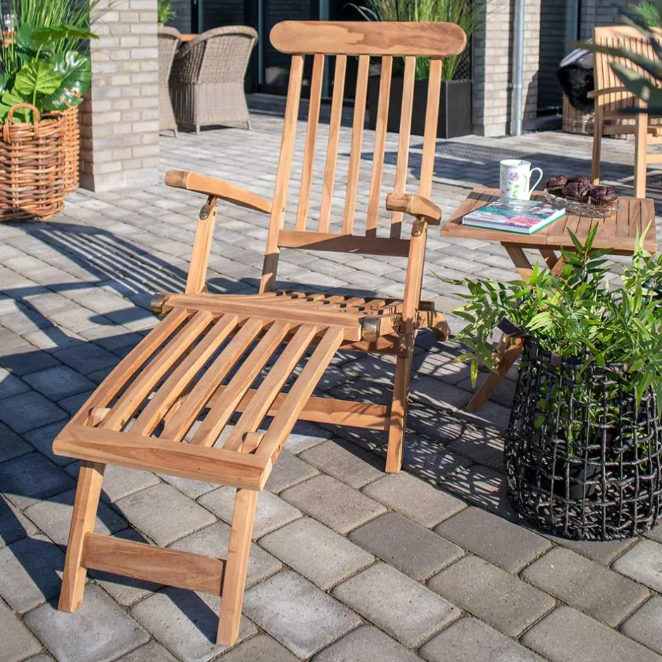 Wohnen Massivholz Outdoor Deckchair aus Teak - Zavamanco
