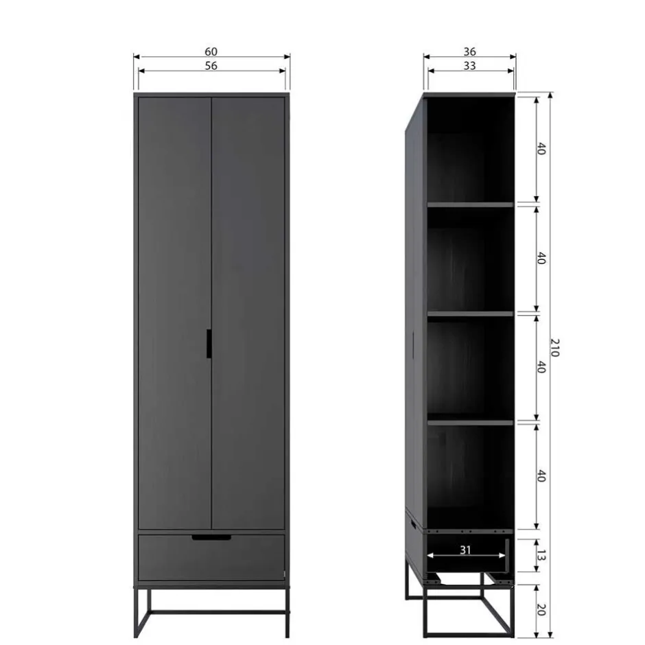 Wohnen Massivholz Schrank in Schwarz - Almery