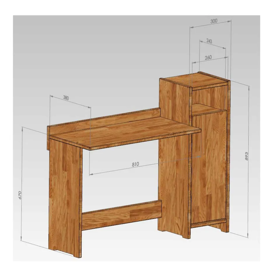 Wohnen Massivholz Schreibtisch Salomonia mit Schrank