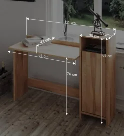 Wohnen Massivholz Schreibtisch Salomonia mit Schrank