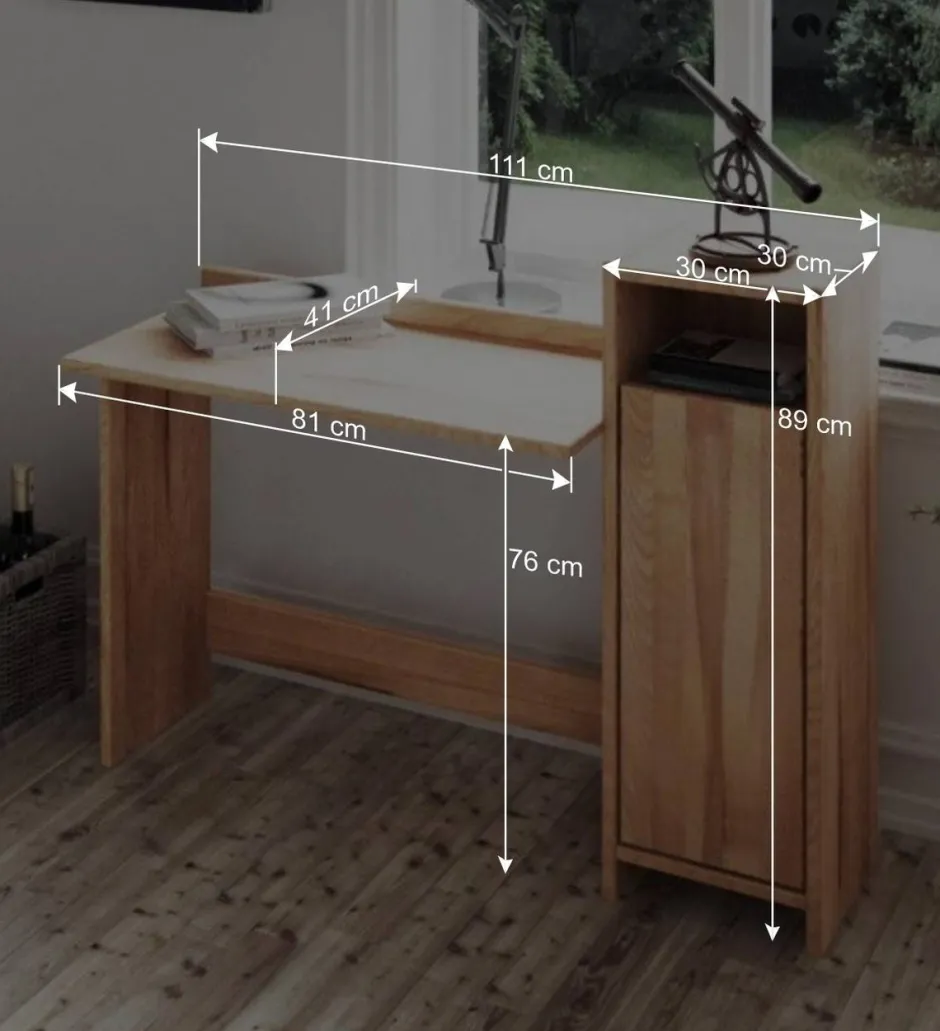 Wohnen Massivholz Schreibtisch Salomonia mit Schrank