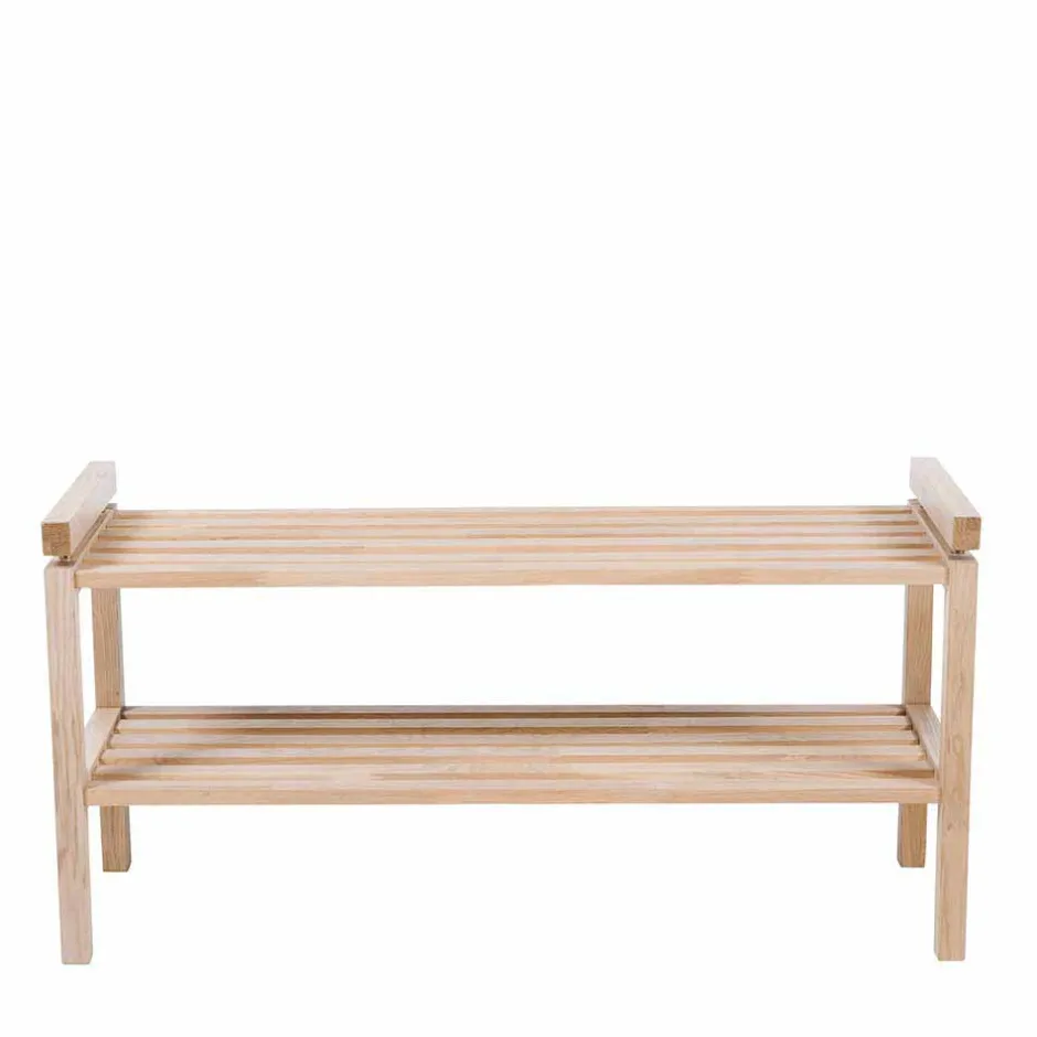 Wohnen Massivholz Schuhregal in Eiche White Wash - Vaxos