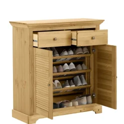 Wohnen Massivholz Schuhschrank mit Lamellentüren - Zavieca