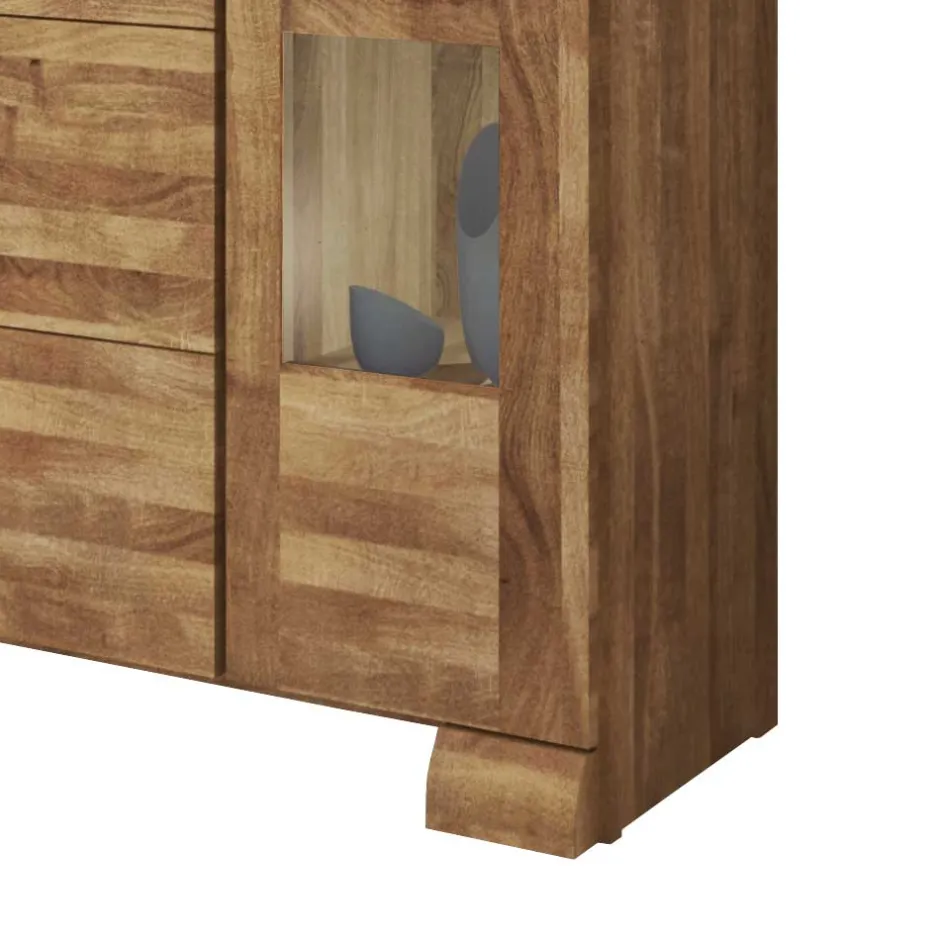 Massivholz Sideboard Vaskov aus Wildeiche geölt Glas^Wohnen New