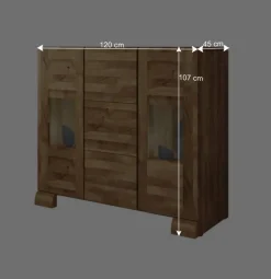 Massivholz Sideboard Vaskov aus Wildeiche geölt Glas^Wohnen New