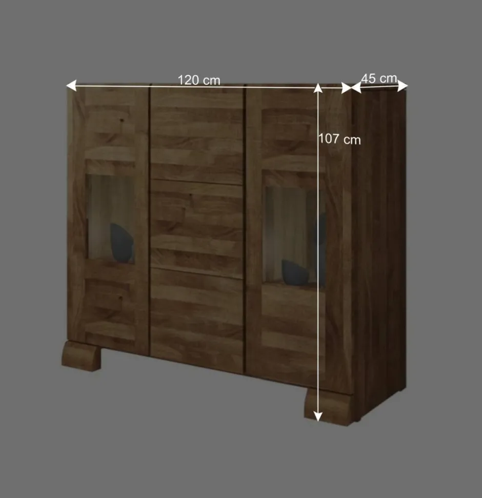 Massivholz Sideboard Vaskov aus Wildeiche geölt Glas^Wohnen New