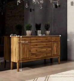 Massivholz Sideobard Masdamos aus Wildeiche geölt^Wohnen Outlet