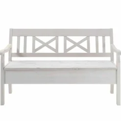 Wohnen Massivholz Sitzbank Onesti aus Kiefer Weiß