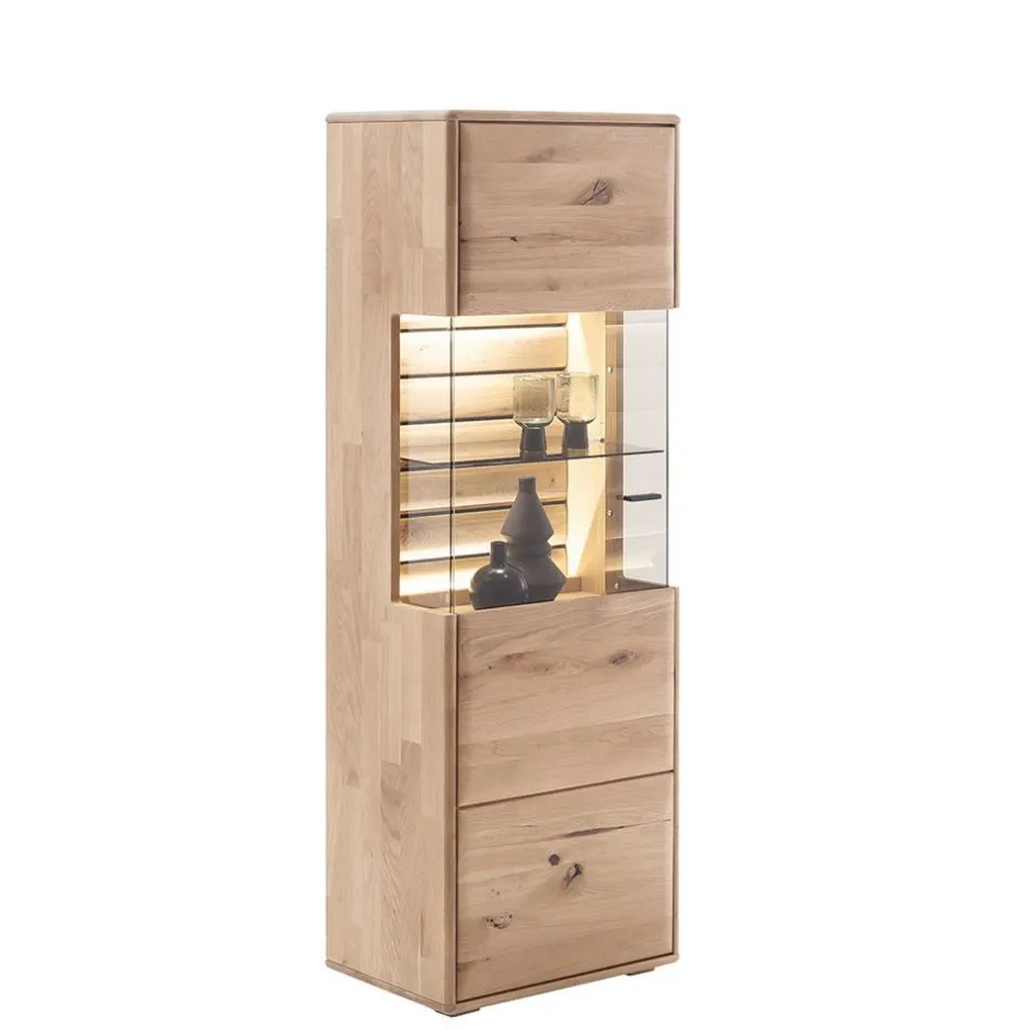 Massivholz Vitrine mit LED Beleuchtung - Azzurian^Wohnen