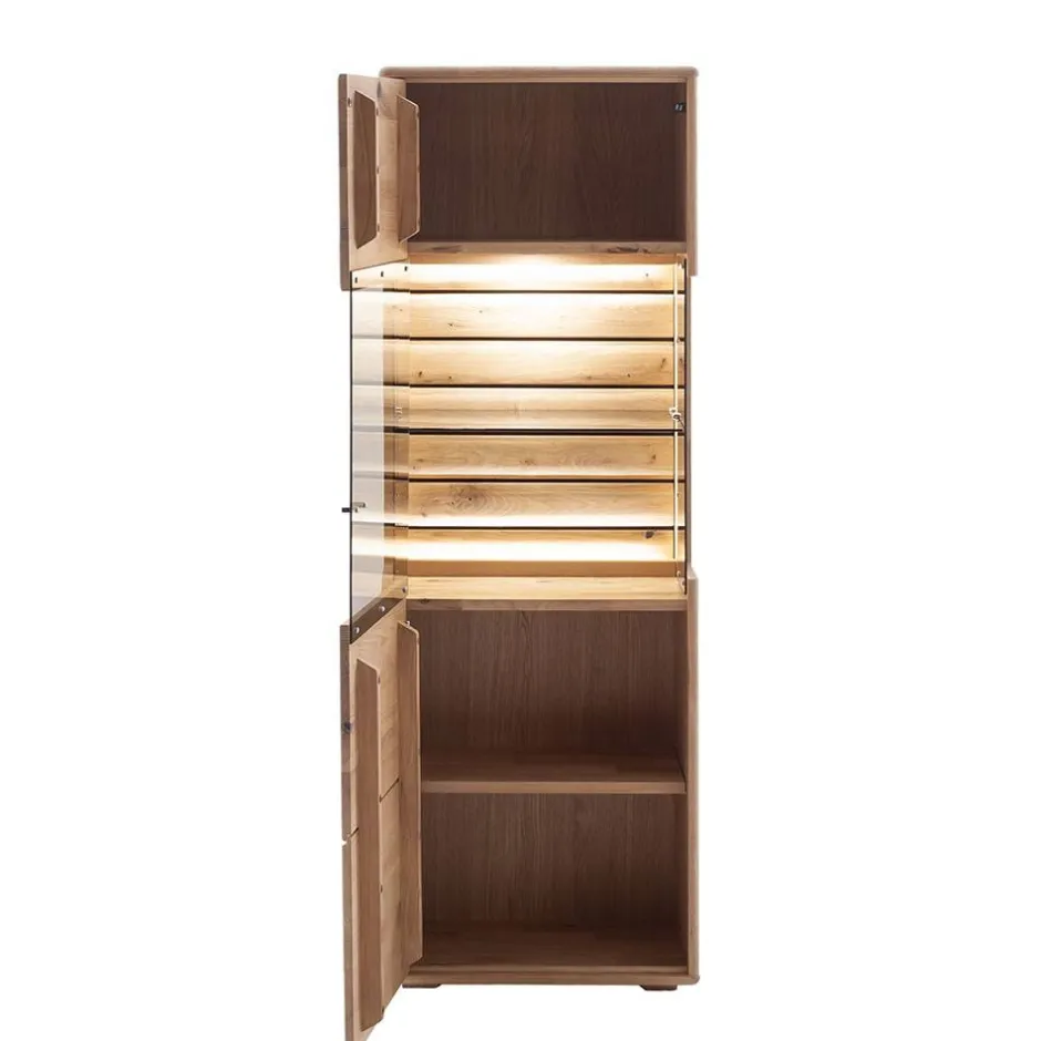 Massivholz Vitrine mit LED Beleuchtung - Azzurian^Wohnen