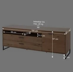 Wohnen Massivholz Wohnwand Möbel Set - Assela (dreiteilig)