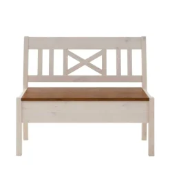 Massivholzbank Barlad in Weiß Bernsteinfarben^Wohnen Outlet