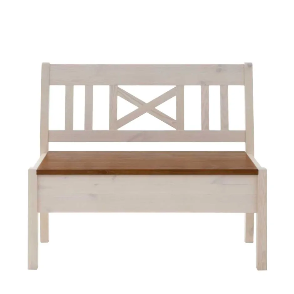 Massivholzbank Barlad in Weiß Bernsteinfarben^Wohnen Outlet