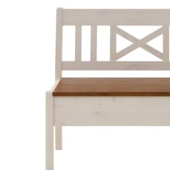 Massivholzbank Barlad in Weiß Bernsteinfarben^Wohnen Outlet