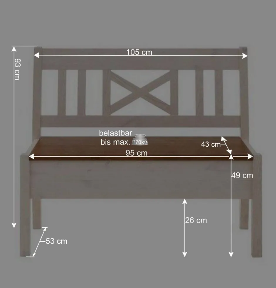 Massivholzbank Barlad in Weiß Bernsteinfarben^Wohnen Outlet