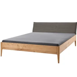 Massivholz-Bettgestell mit Cord-Kopfteil - Babahira^Wohnen New