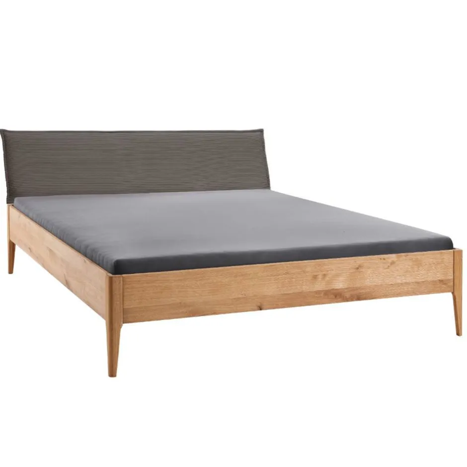 Massivholz-Bettgestell mit Cord-Kopfteil - Babahira^Wohnen New