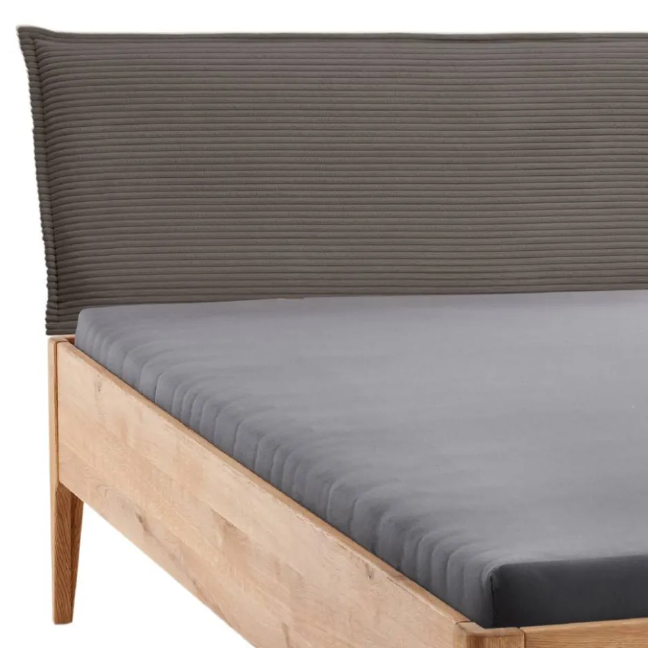 Massivholz-Bettgestell mit Cord-Kopfteil - Babahira^Wohnen New