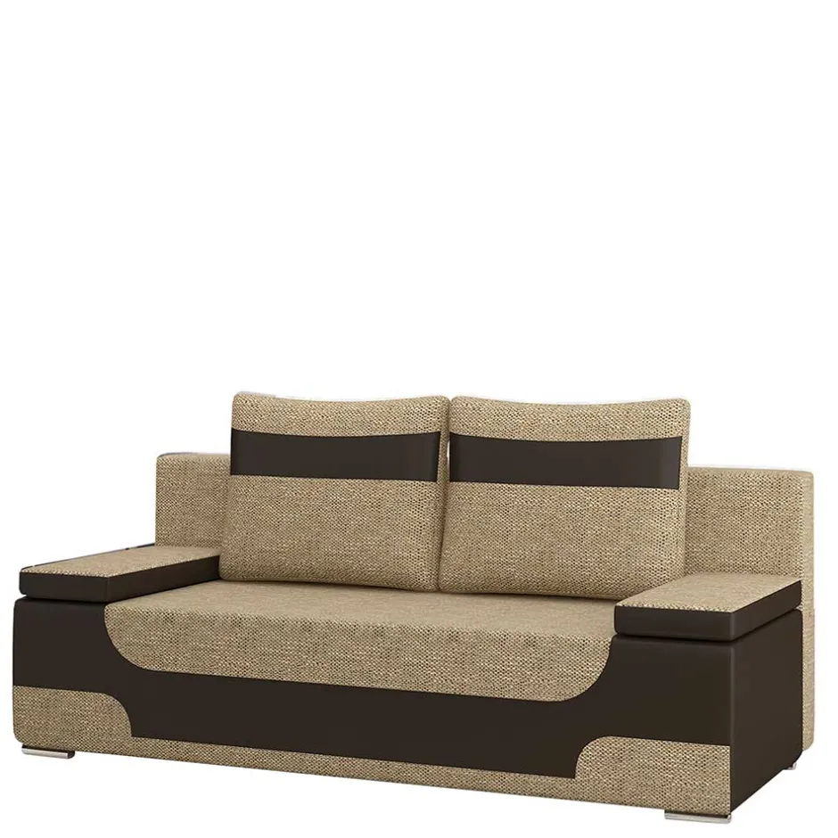 Wohnen Material-Mix-Schlafsofa in Beige und Braun - Swan