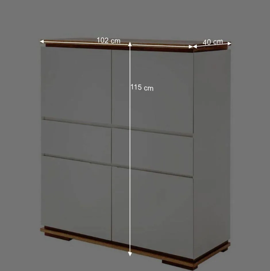Mattweißes Highboard mit Asteiche massiv - Vangels^Wohnen