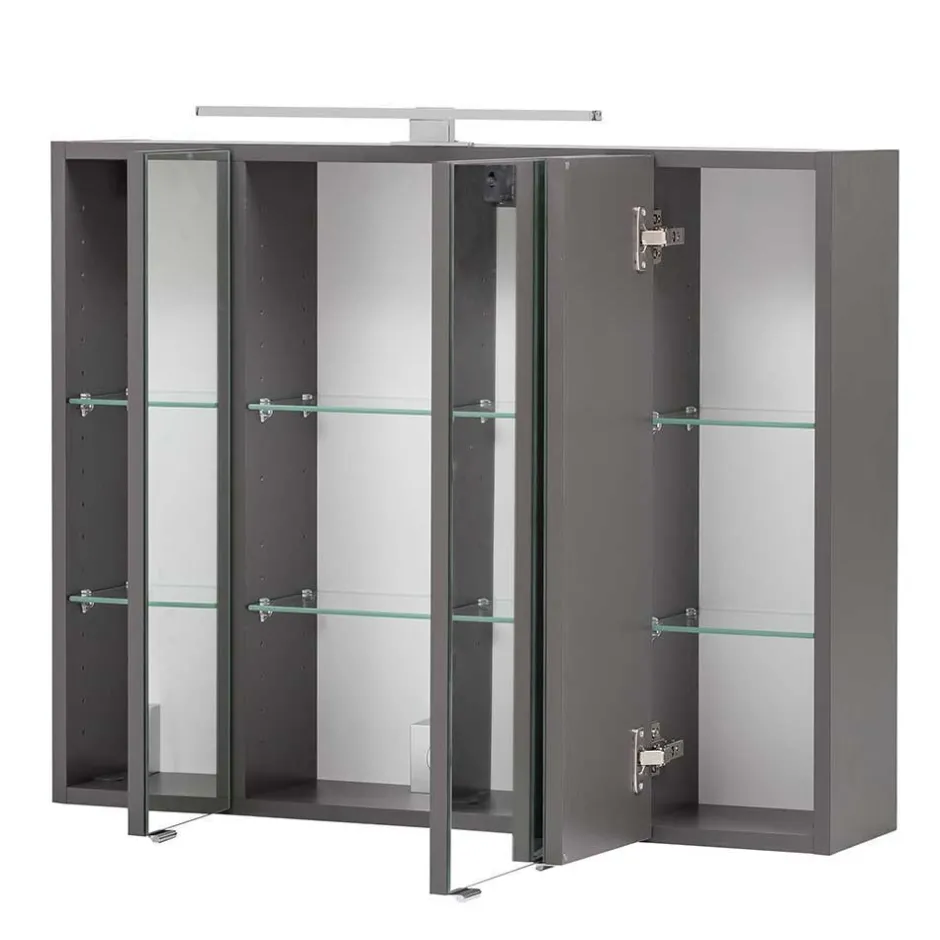 Wohnen Möbel fürs Badezimmer in Dunkelgrau - Natarivos (dreiteilig)