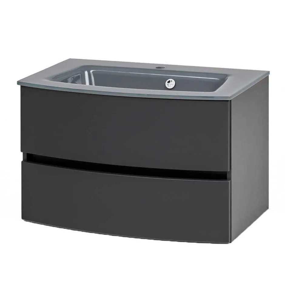 Wohnen Möbel fürs Badezimmer in Dunkelgrau - Natarivos (dreiteilig)