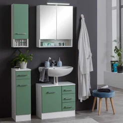 Wohnen Möbelprogramm fürs Bad in Grün - Loenixa (vierteilig)