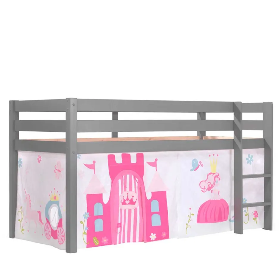 Mädchenhochbett mit Vorhang Prinzessin und Schloss - Casa^Wohnen Best