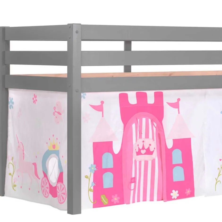 Mädchenhochbett mit Vorhang Prinzessin und Schloss - Casa^Wohnen Best