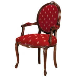 Medaillonstuhl mit Armlehnen in Nussbaum & Rot - Adagiona^Wohnen Clearance