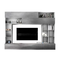 Wohnen Mediawand für Fernseher in Weiß & Beton Dekor - Fancy