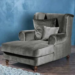 Wohnen Mega Wohnzimmersessel in Grau Samtvelours - Jusic