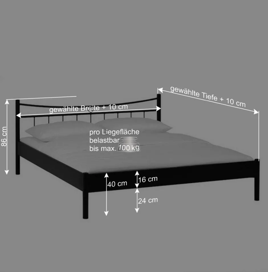 Metall Bett Halfa in Schwarz^Wohnen