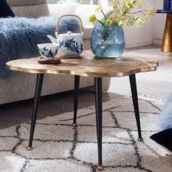 Metall Couchtisch mit Alu Platte im Baumscheiben Design - Lavetras^Wohnen Discount