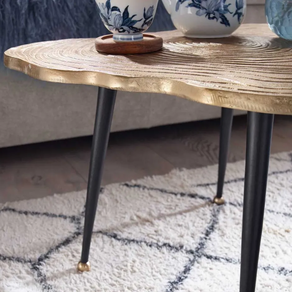 Metall Couchtisch mit Alu Platte im Baumscheiben Design - Lavetras^Wohnen Discount