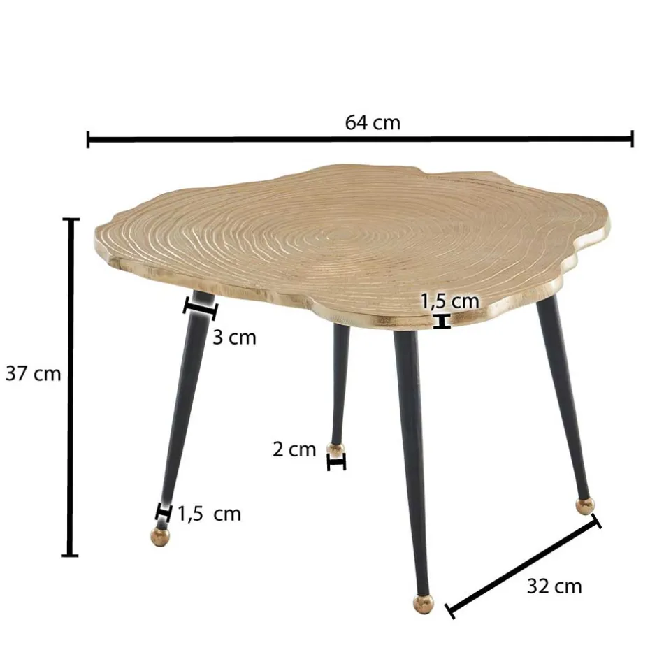 Metall Couchtisch mit Alu Platte im Baumscheiben Design - Lavetras^Wohnen Discount