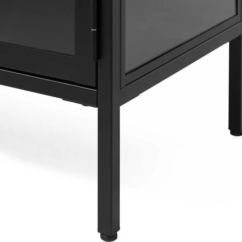 Wohnen Metall Lowboard Vitrine in Schwarz - Feliz