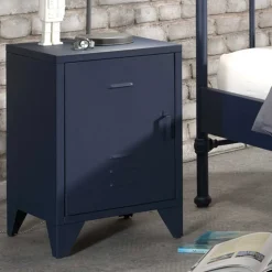 Metall Nachtschrank in Blau - 1-türig - Nostalgic^Wohnen Clearance