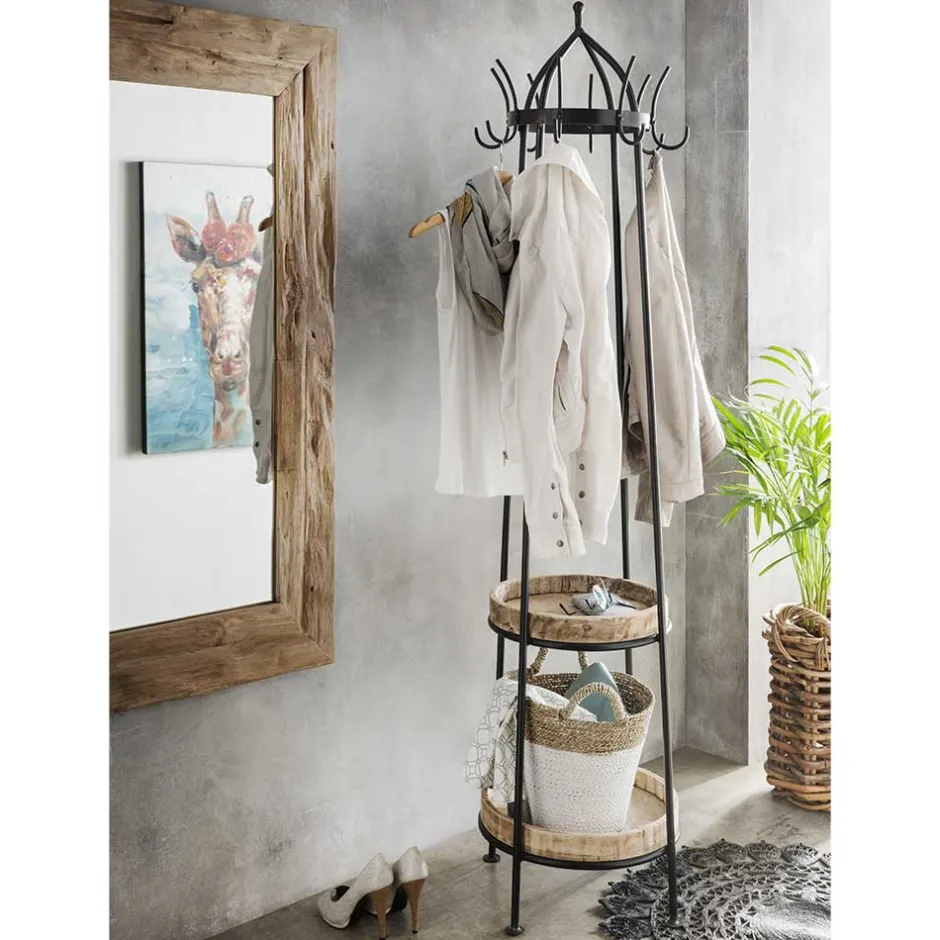 Wohnen Metall Standgarderobe mit zwei Holzablagen - Pears