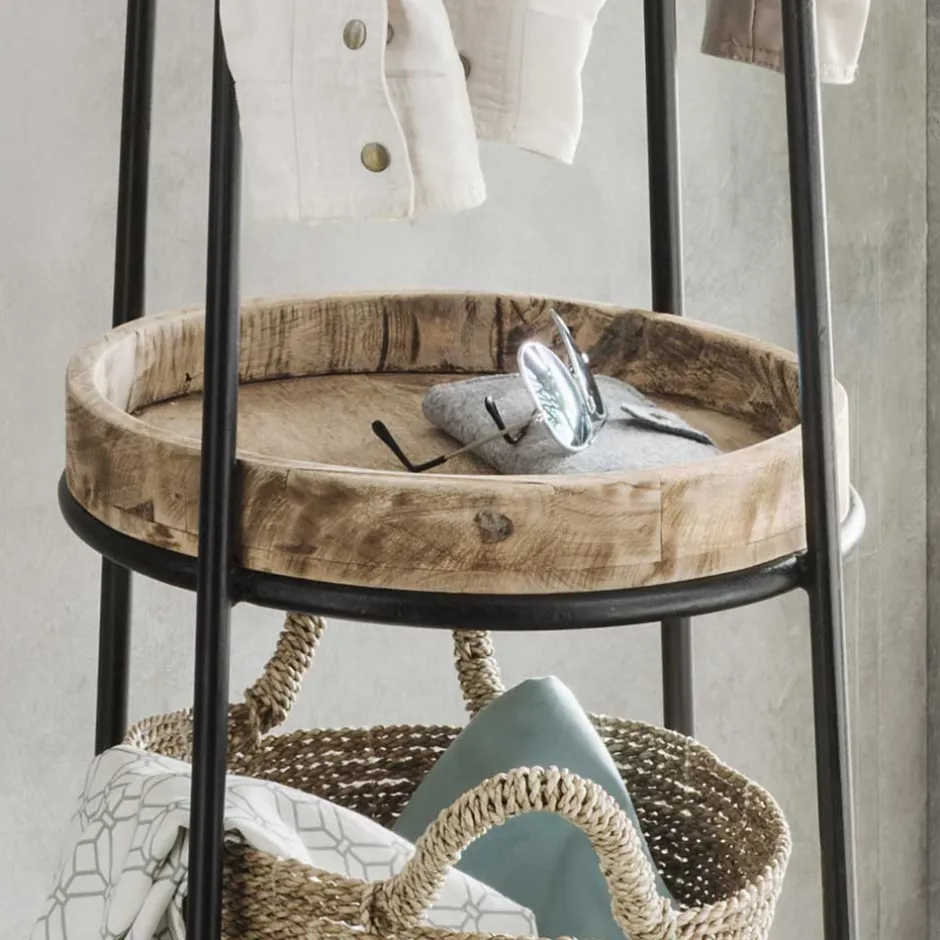 Wohnen Metall Standgarderobe mit zwei Holzablagen - Pears