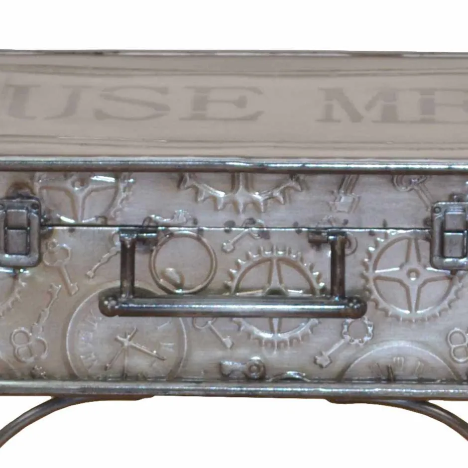 Metall Truhentisch im Koffer Design mit Print Magic Industry Style^Wohnen Best